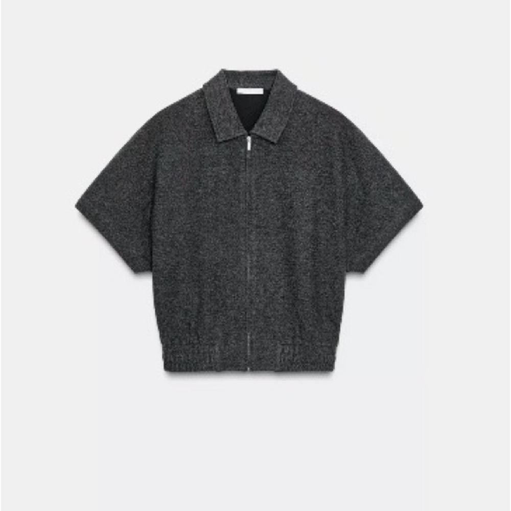 Zara Charcoal Zip-Up Short Sleeve Jacket